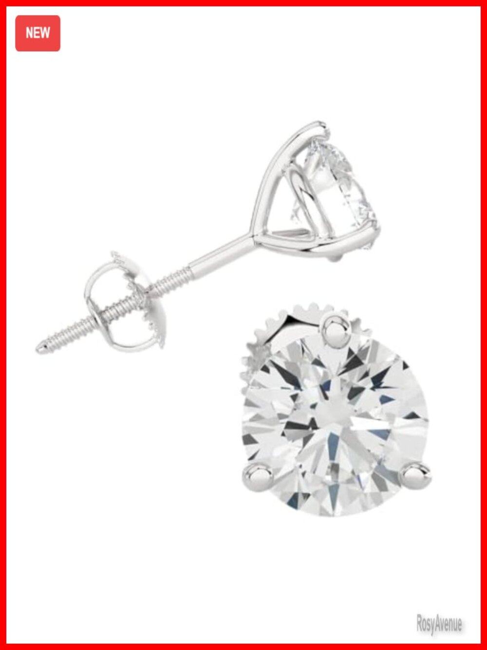 14K White Gold Lab Grown Diamond Stud Earrings Screw Back